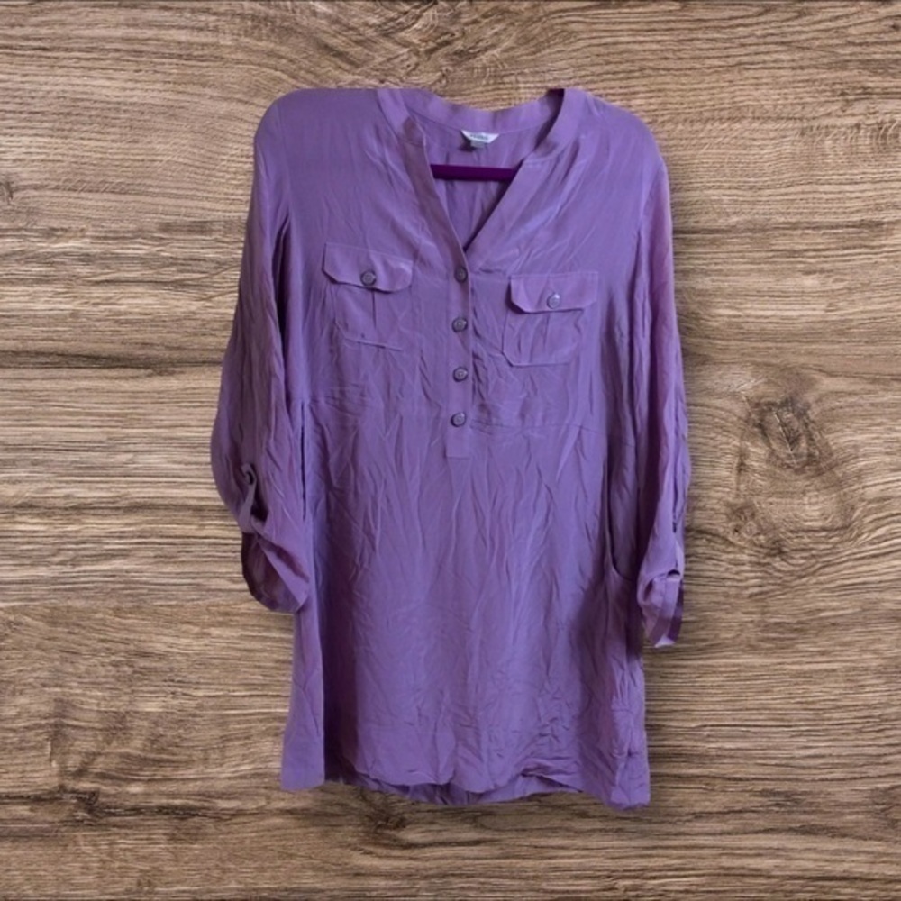 Fossil 100% silk lilac purple tunic. Large.